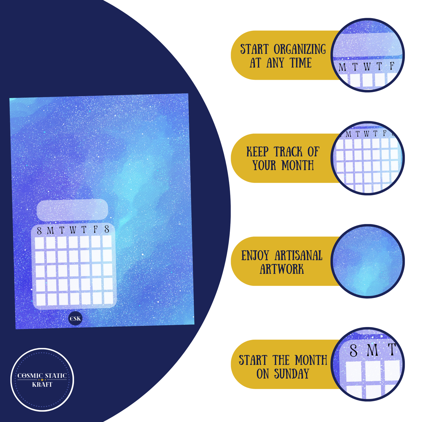 Cosmic Printable Monthly Cover Planner