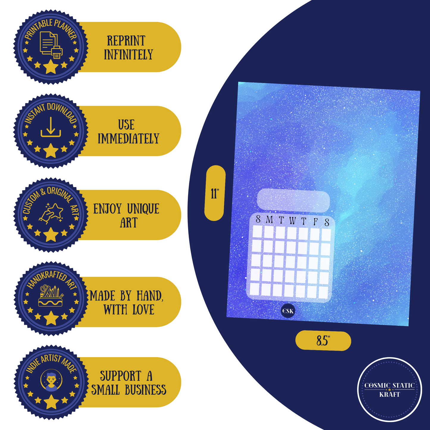 Cosmic Printable Monthly Cover Planner