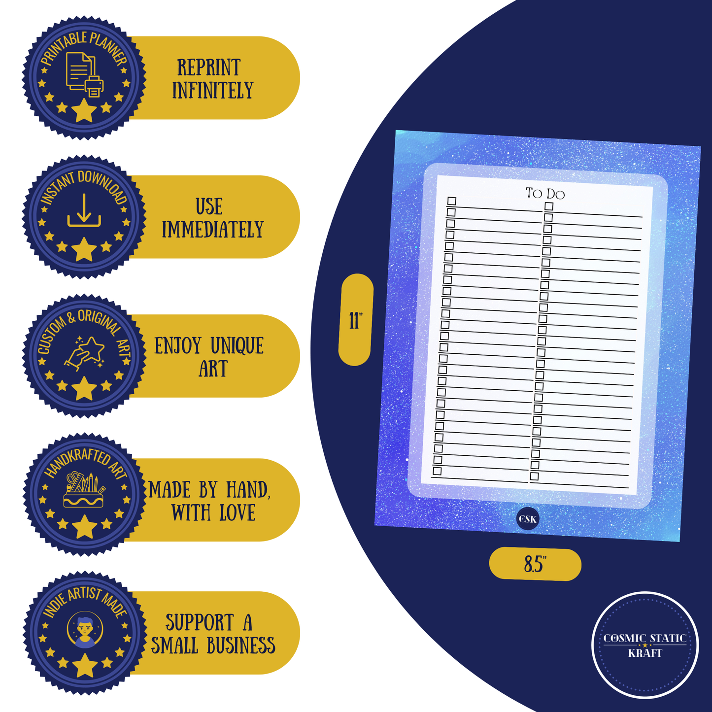 Cosmic Printable To-Do Double Column Planner