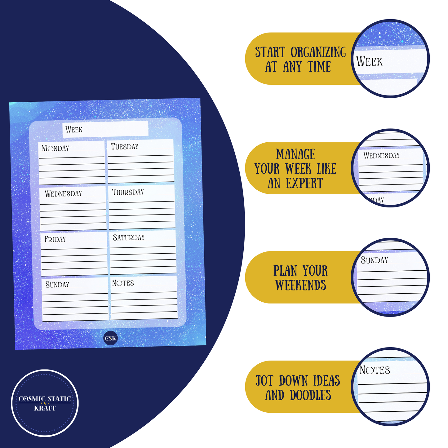 Cosmic Printable Weekly Planner