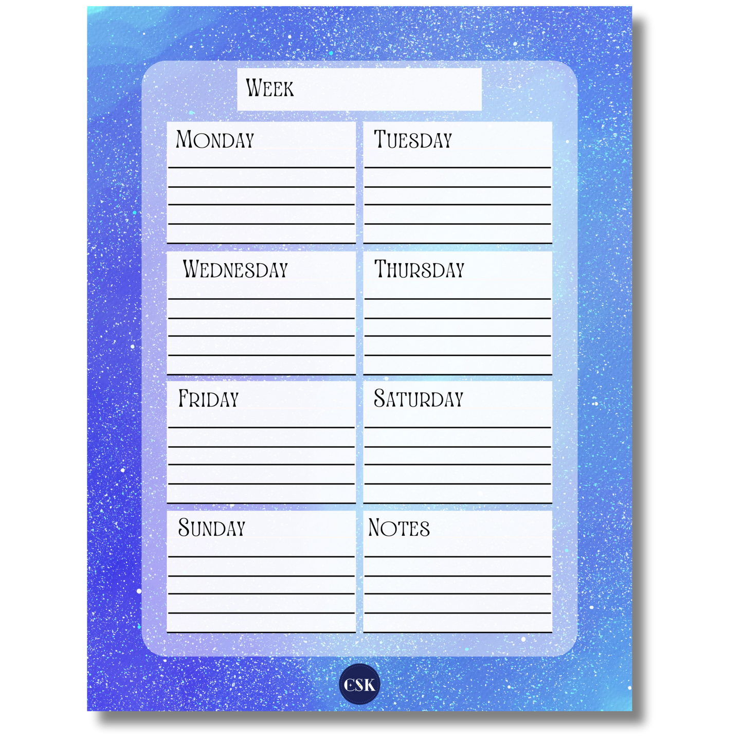 Cosmic Printable Weekly Planner