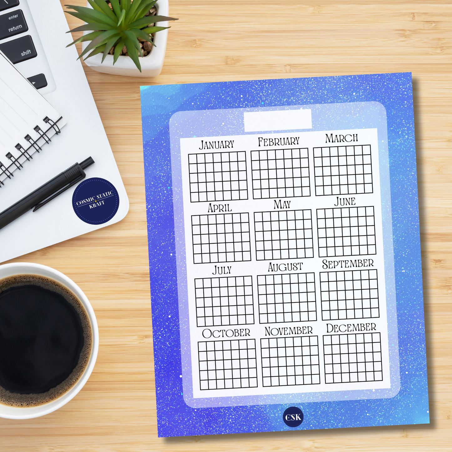 Cosmic Printable Year At-A-Glance Planner