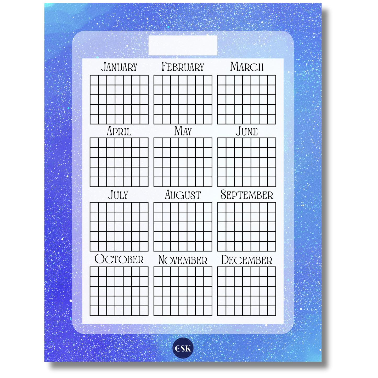 Cosmic Printable Year At-A-Glance Planner