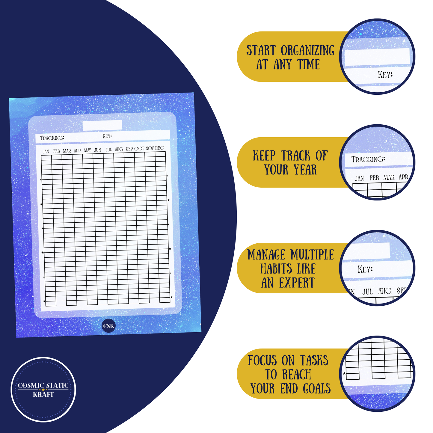 Cosmic Printable Year Tracker Planner