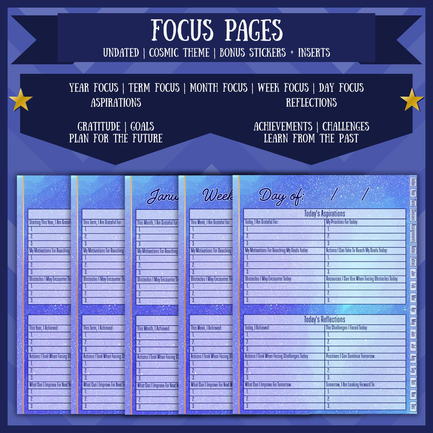 Cosmic Academic Digital Interactive Planner Monday Start