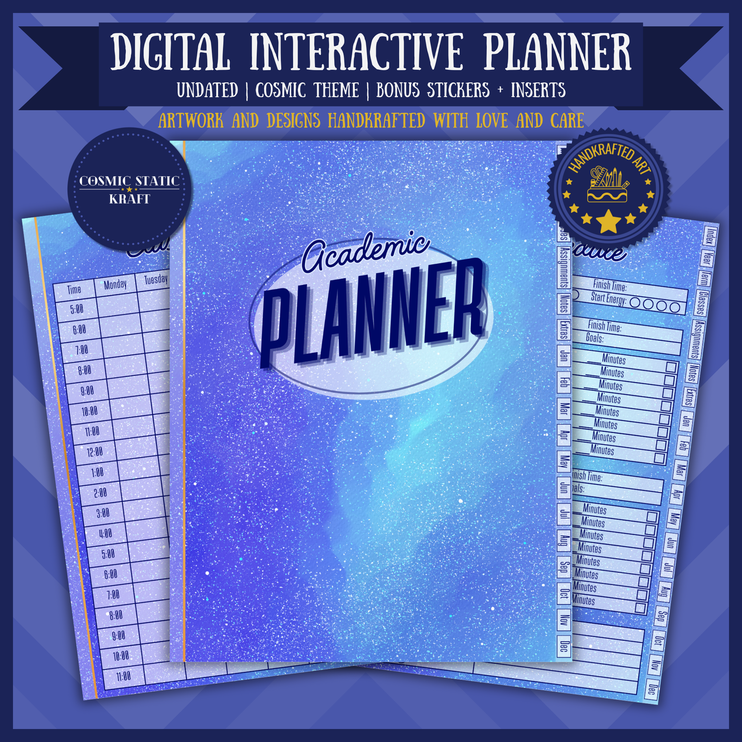 Cosmic Academic Digital Interactive Planner Monday Start