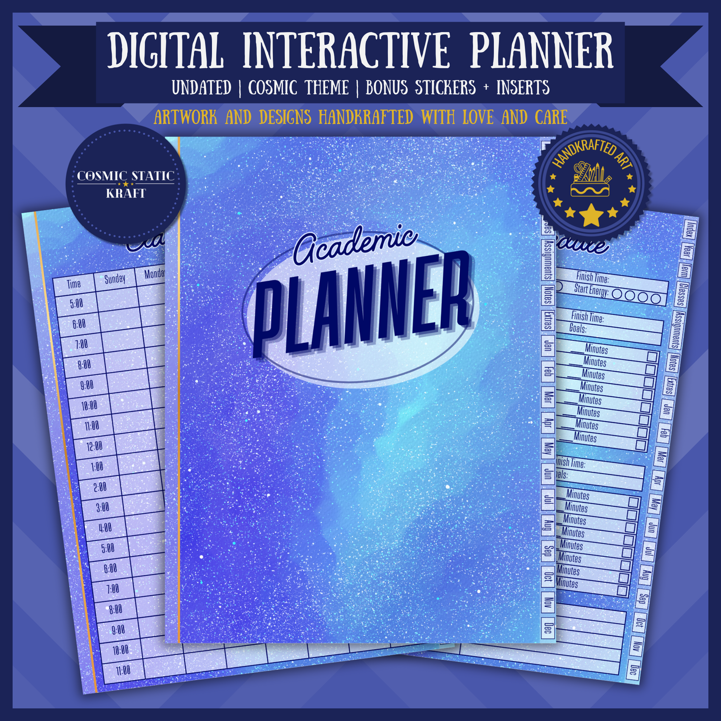 Cosmic Academic Digital Interactive Planner Sunday Start
