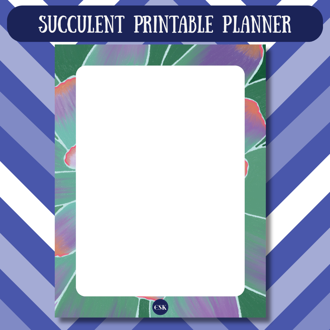 Succulent Printable Blank Planner