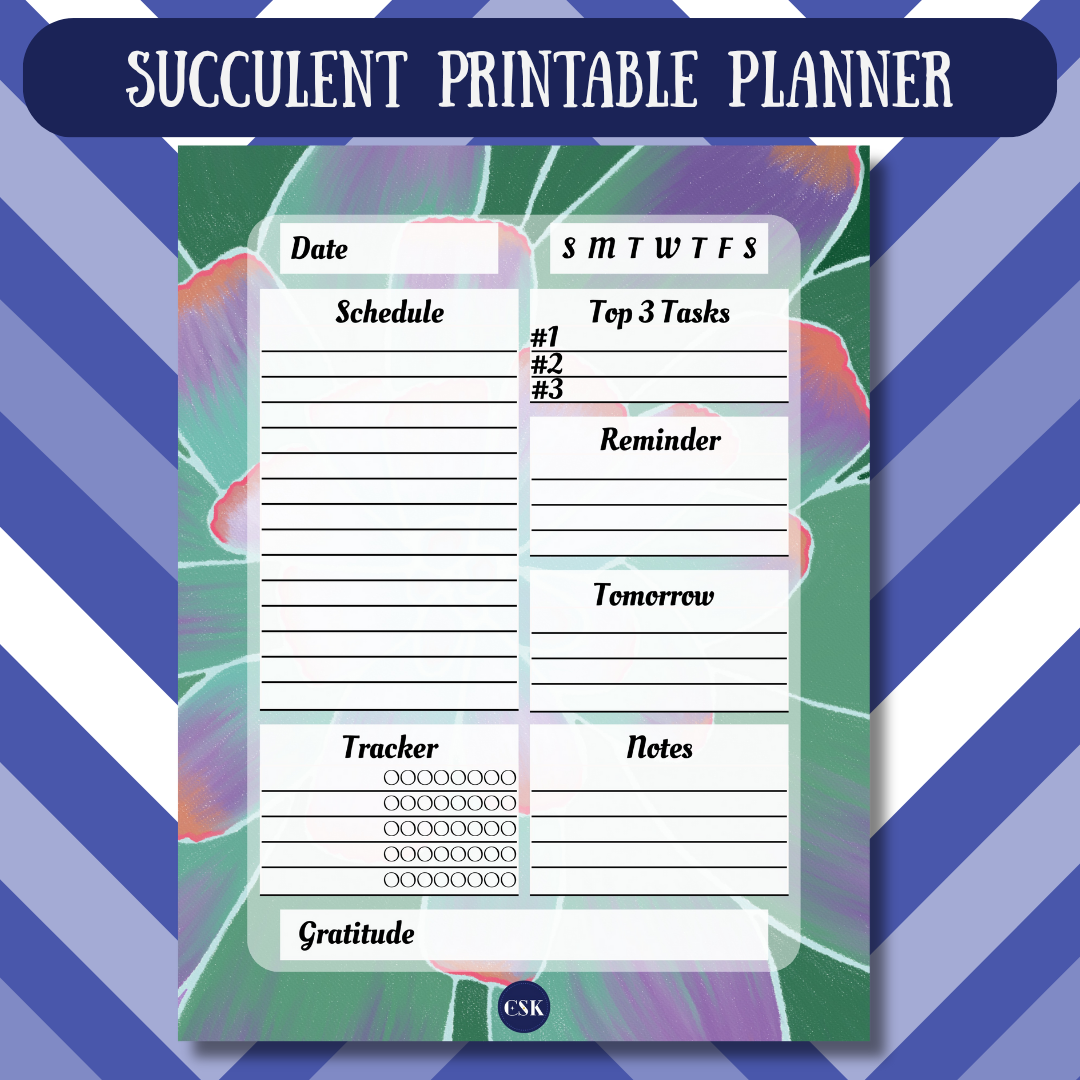 Succulent Printable Daily Planner