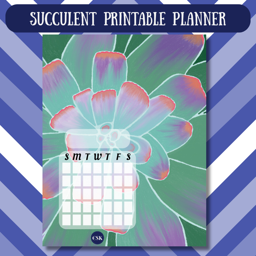 Succulent Printable Monthly Cover Planner