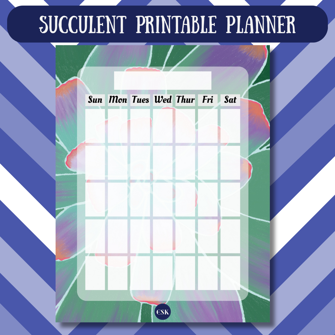 Succulent Printable Monthly Planner