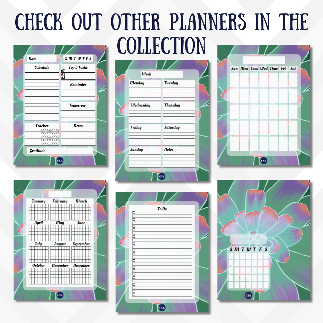Succulent Printable Semi-Blank Planner