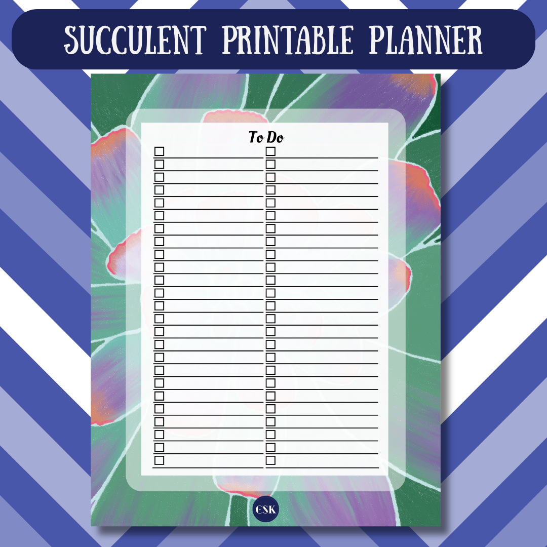 Succulent Printable To-Do Double Column Planner