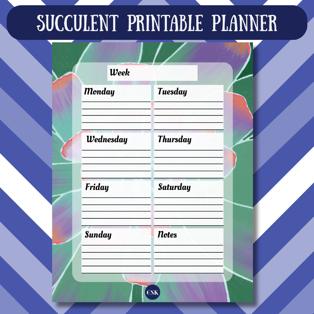Succulent Printable Weekly Planner