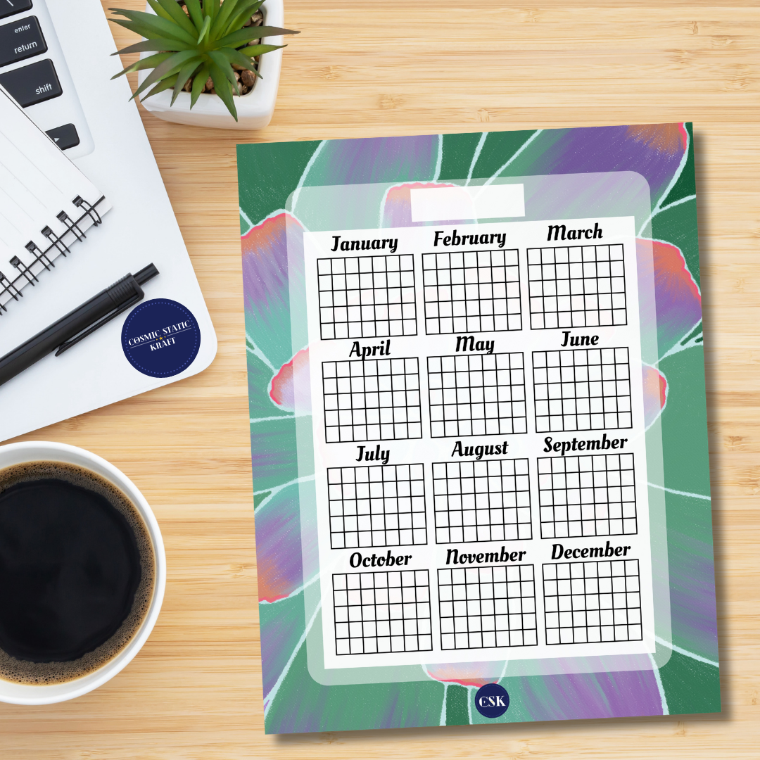 Succulent Printable Year At-A-Glance Planner