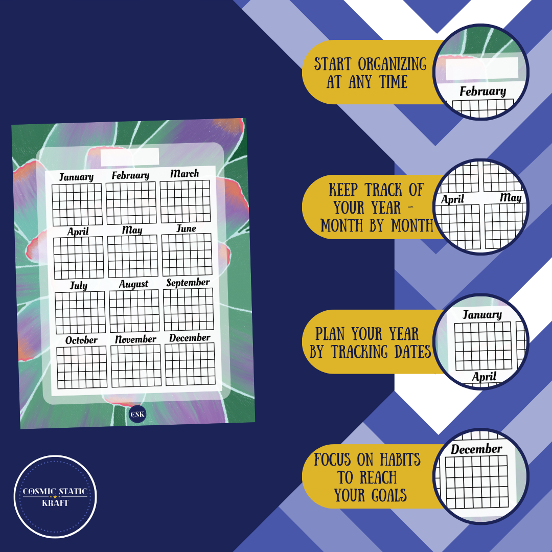 Succulent Printable Year At-A-Glance Planner