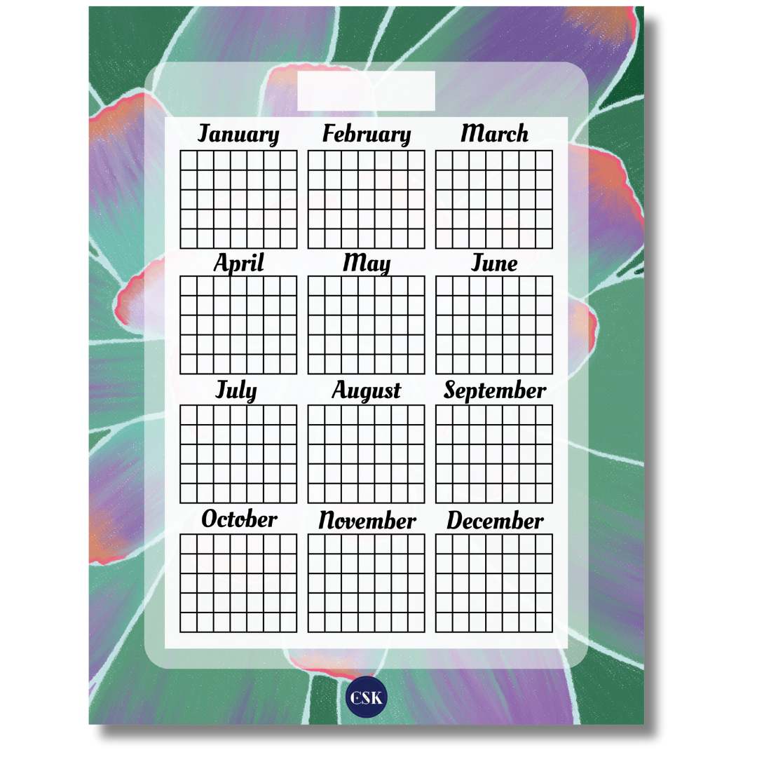 Succulent Printable Year At-A-Glance Planner