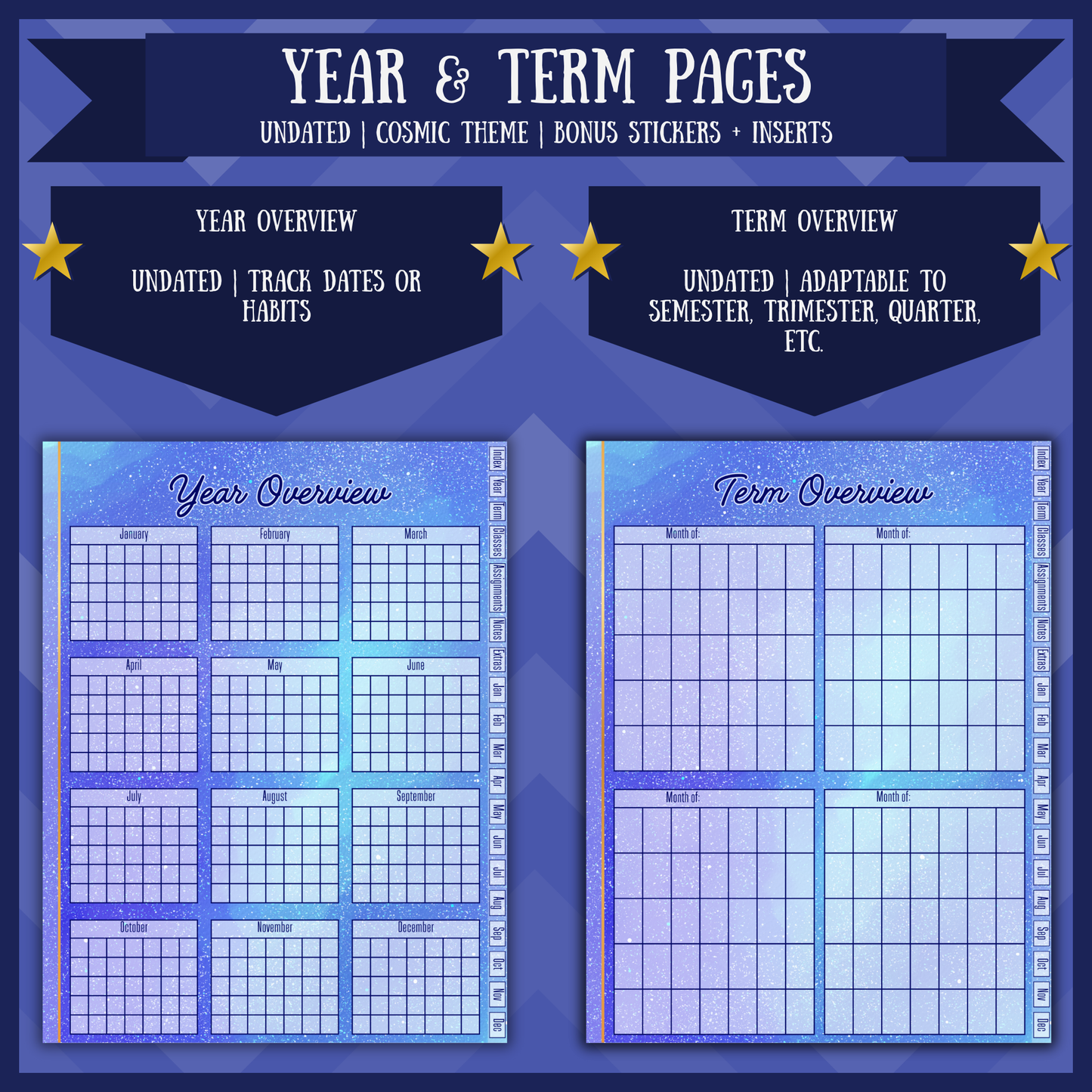 Cosmic Academic Digital Interactive Planner Monday Start