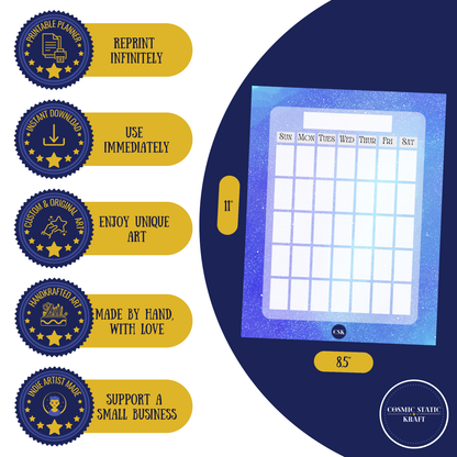 Cosmic Printable Monthly Planner