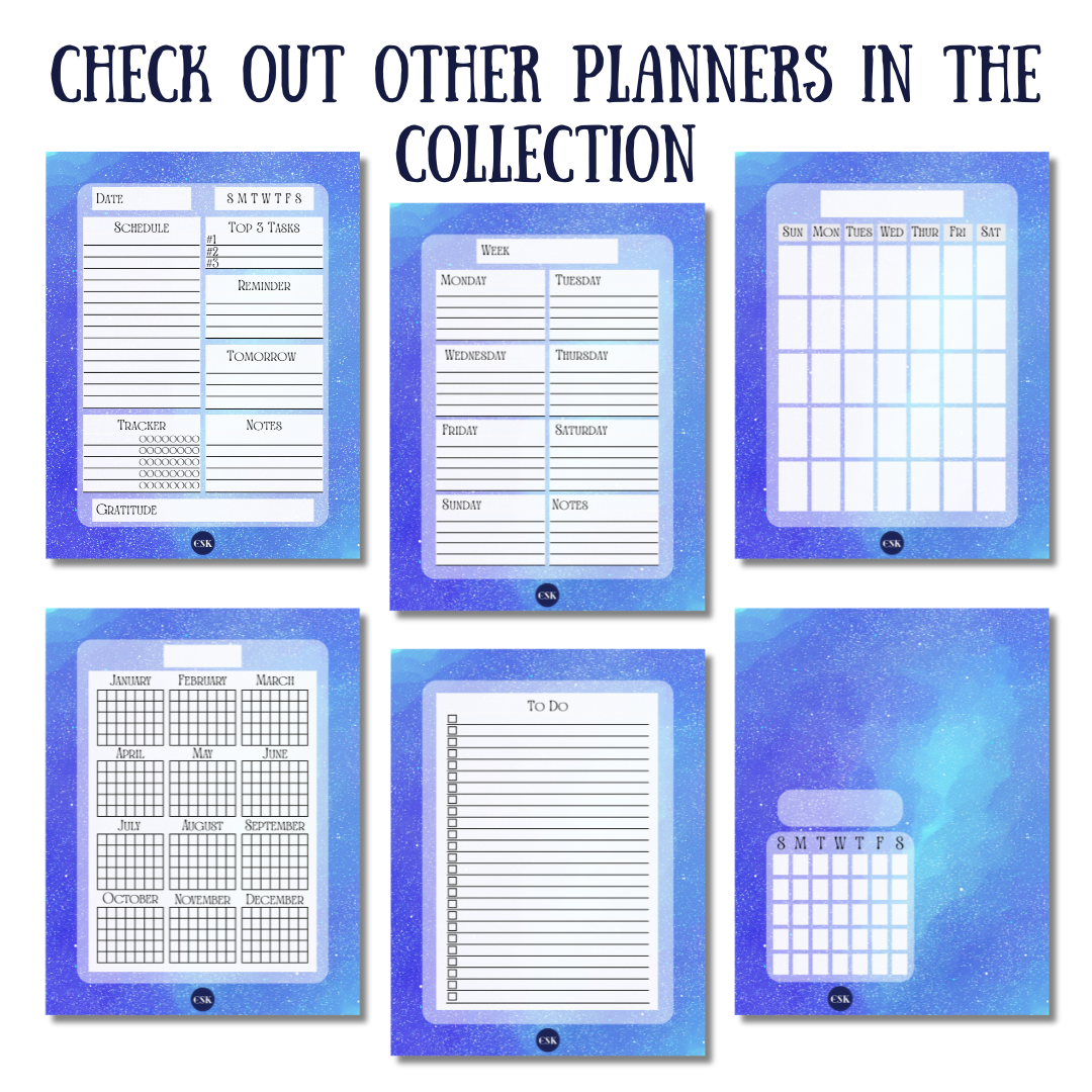 Cosmic Printable Monthly Planner