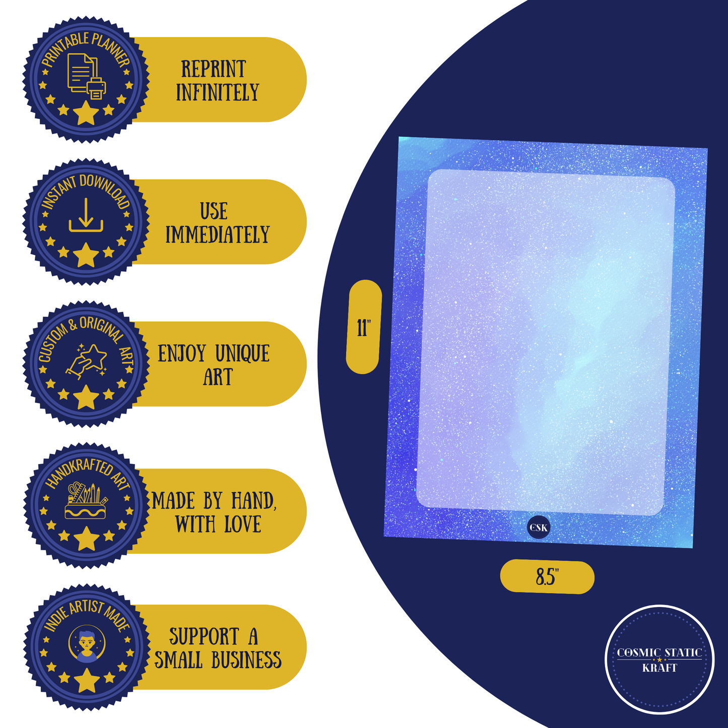 Cosmic Printable Semi-Blank Planner