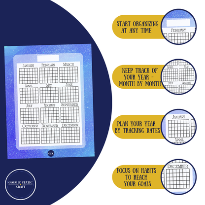 Cosmic Printable Year At-A-Glance Planner