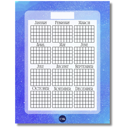 Cosmic Printable Year At-A-Glance Planner