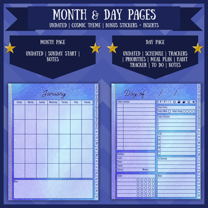 Cosmic Academic Digital Interactive Planner Sunday Start