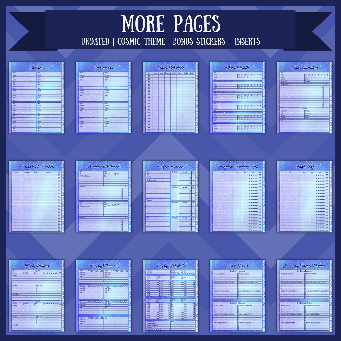 Cosmic Academic Digital Interactive Planner Monday Start