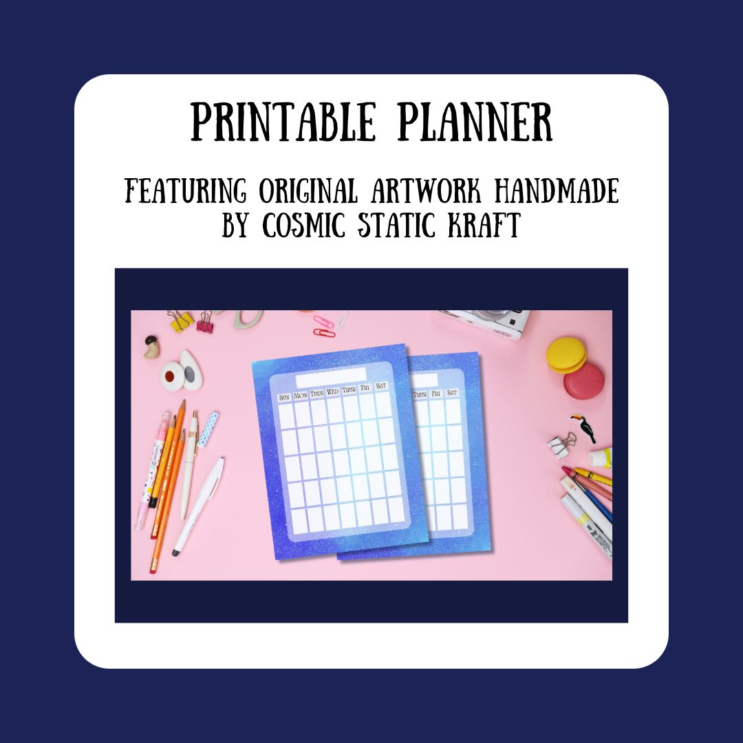 Printable Cosmic Monthly Planner Mockup 2