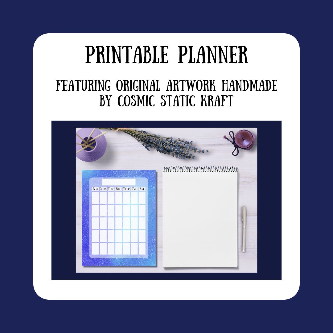 Printable Cosmic Monthly Planner Mockup 3