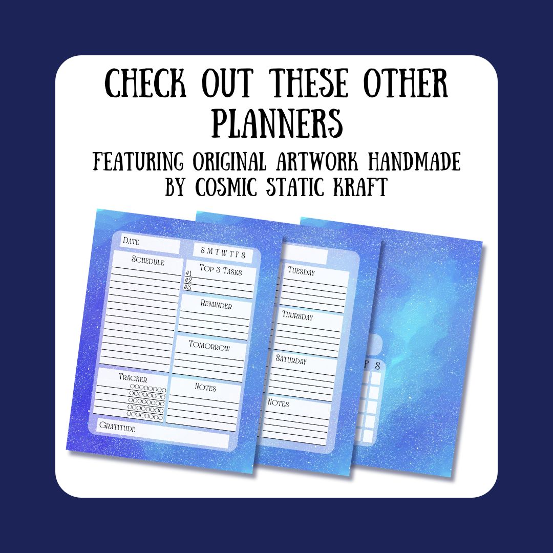 Printable Cosmic Monthly Planner Options