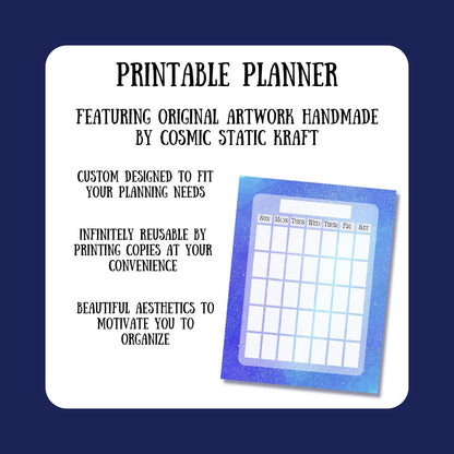 Printable Cosmic Monthly Planner