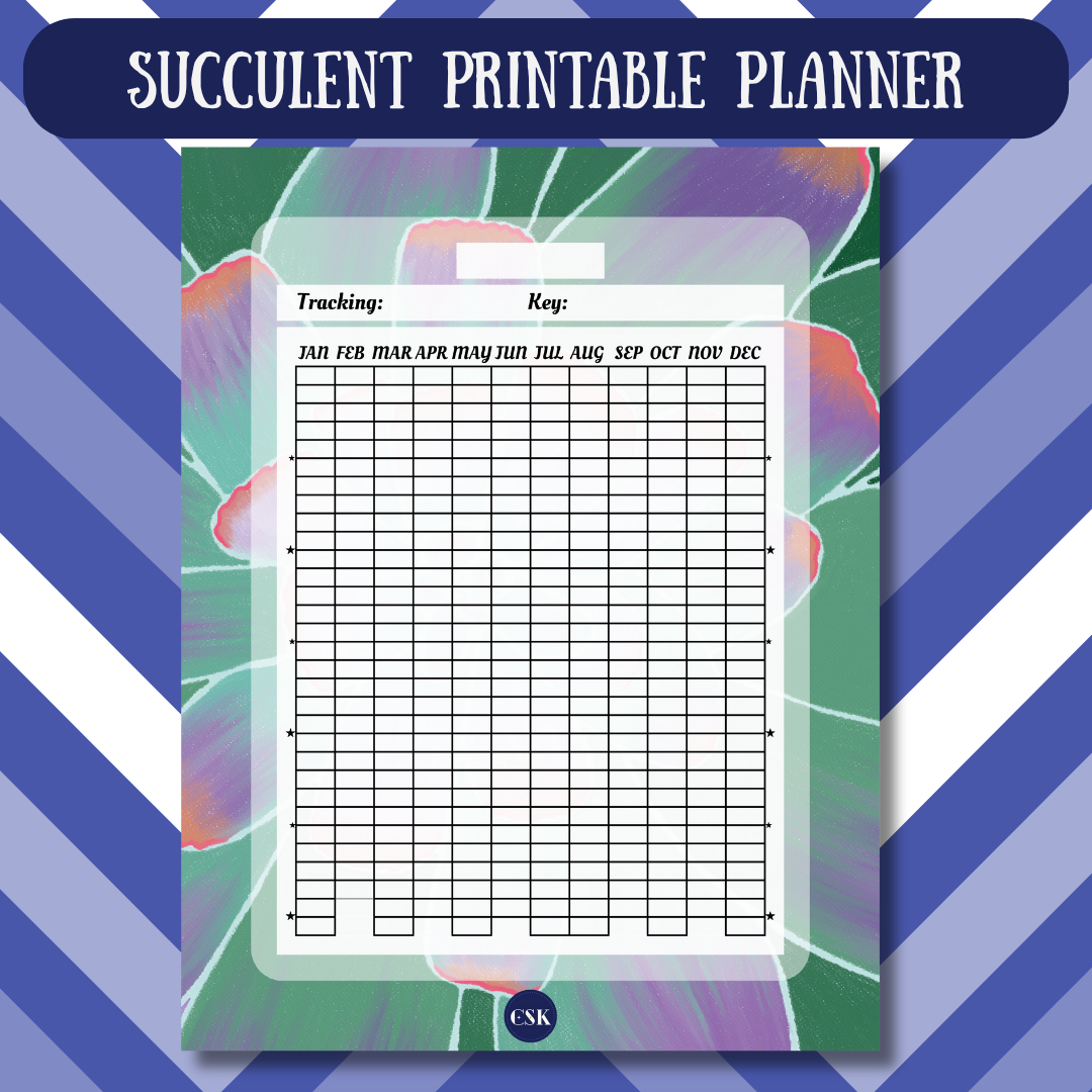 Succulent Printable Year Tracker Planner