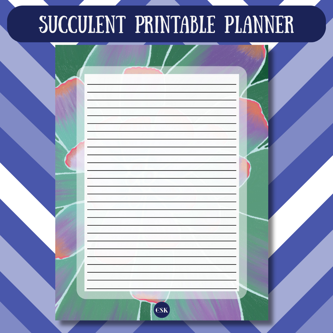 Succulent Printable Lined Planner