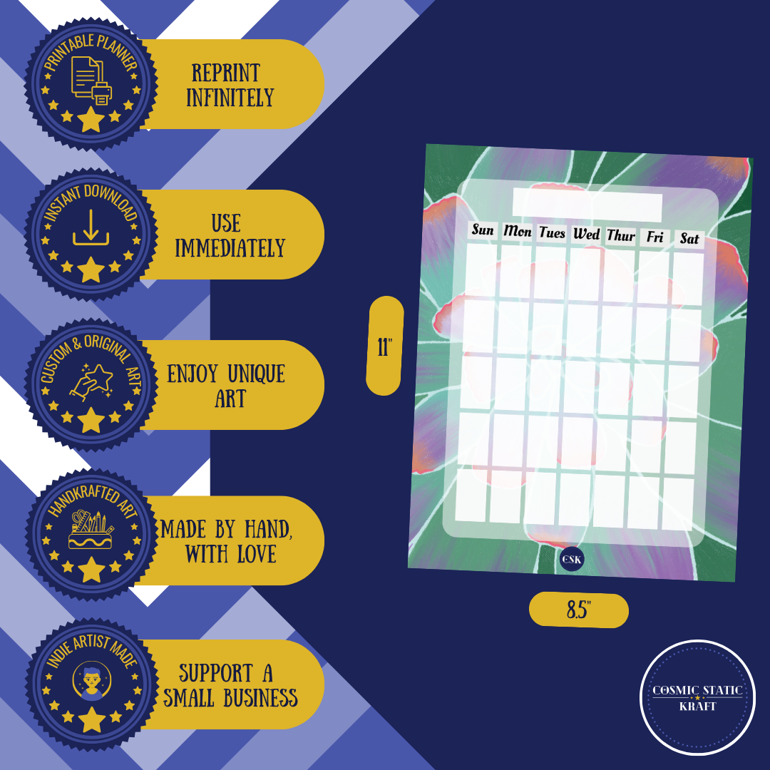Succulent Printable Monthly Planner