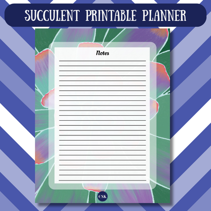 Succulent Printable Notes Planner