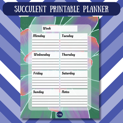 Succulent Printable Weekly Planner