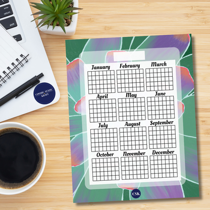 Succulent Printable Year At-A-Glance Planner