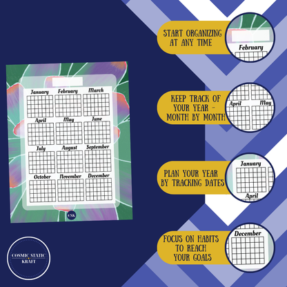 Succulent Printable Year At-A-Glance Planner