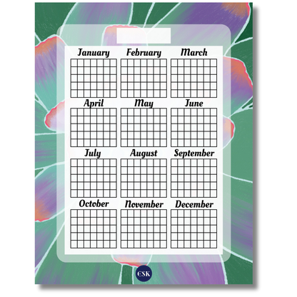 Succulent Printable Year At-A-Glance Planner