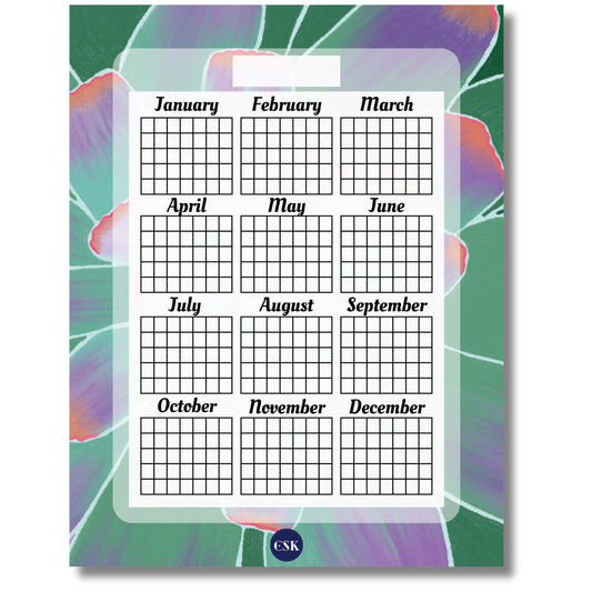 Succulent Printable Year At-A-Glance Planner